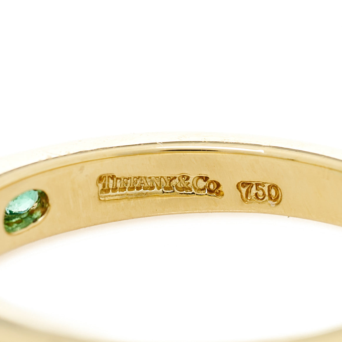 Tiffany 18K Yellow Gold Diamond Emerald Channel-Set Band Ring 54 7 4 of 4
