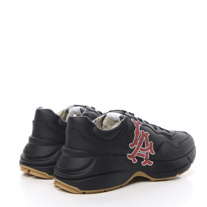 Gucci X MLB Calfskin LA Dodgers Mens Rhyton Sneakers 9 Black 4 of 9