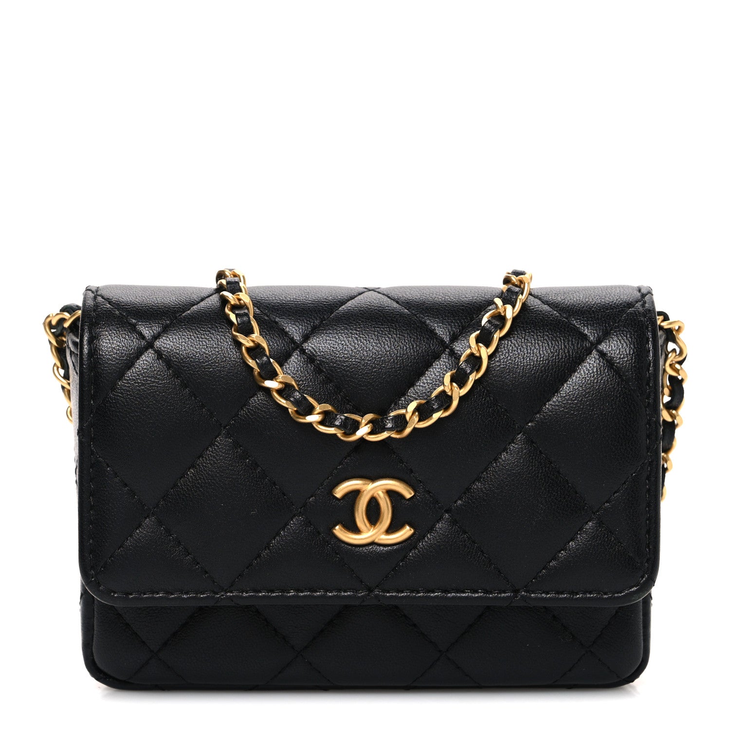 Chanel Lambskin Enamel Quilted Coco Hearts Clutch With Chain Black 1 of 11