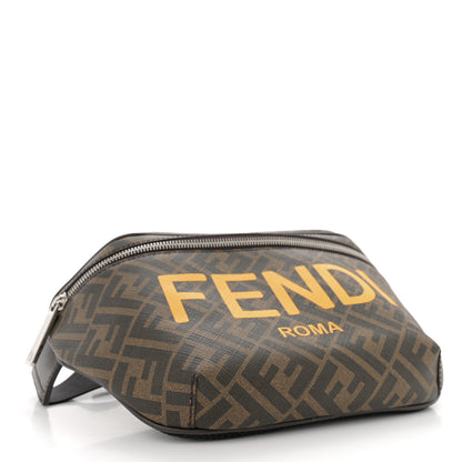 Fendi Shiny Glazed Fabric Vitello Cover FF 1974 Logo Belt Bag Tobacco Moro Giallo Ebano 4 of 12