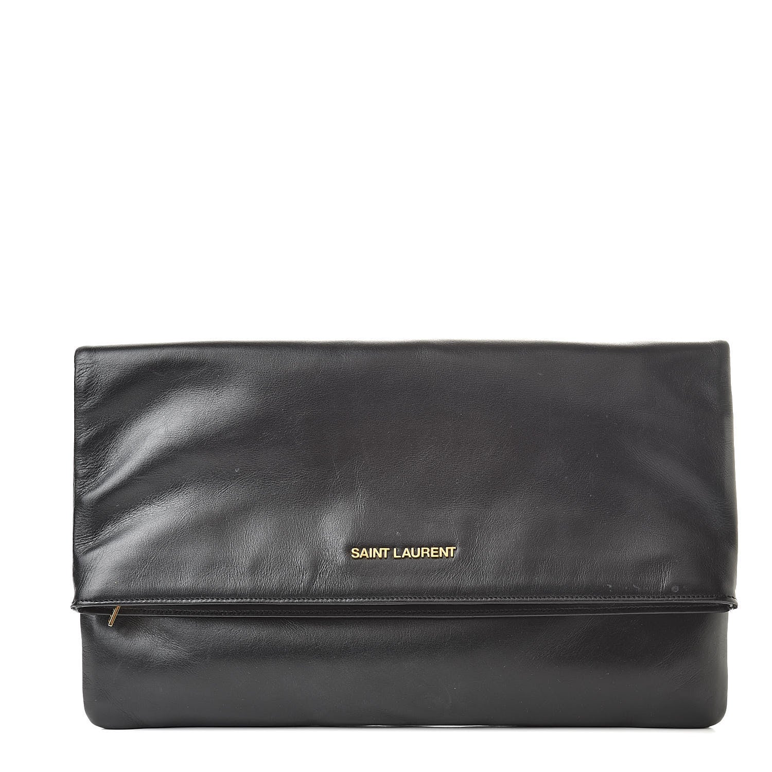 Saint Laurent Smooth Calfskin Letters Fold-Over Clutch Black 1 of 11