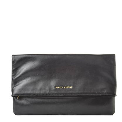 Saint Laurent Smooth Calfskin Letters Fold-Over Clutch Black 1 of 11