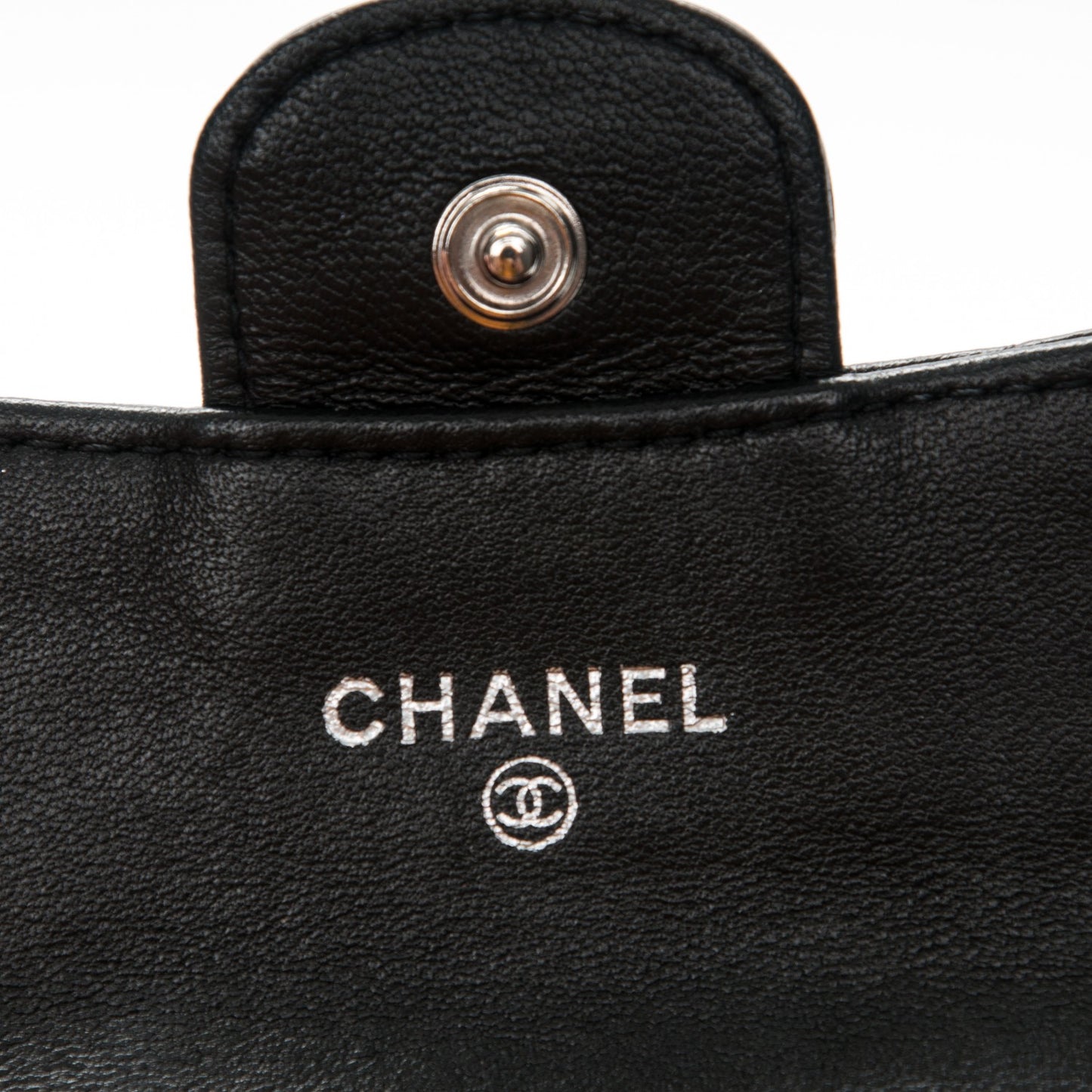 Lambskin Quilted Flap Card Holder Wallet Black