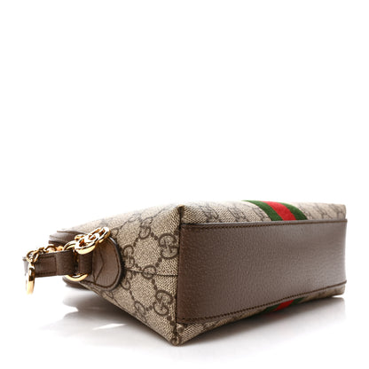 Gucci GG Supreme Monogram Textured Dollar Calfskin Web Small Ophidia Dome Shoulder Bag Beige Ebony New Acero 3 of 11