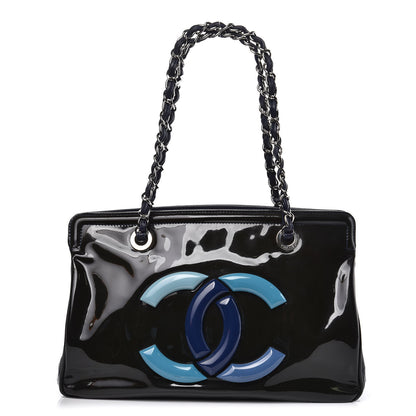 Chanel Vinyl Lipstick Tote Dark Navy Blue 1 of 14