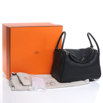 Hermes Taurillon Clemence Lindy 34 Black 5 of 9