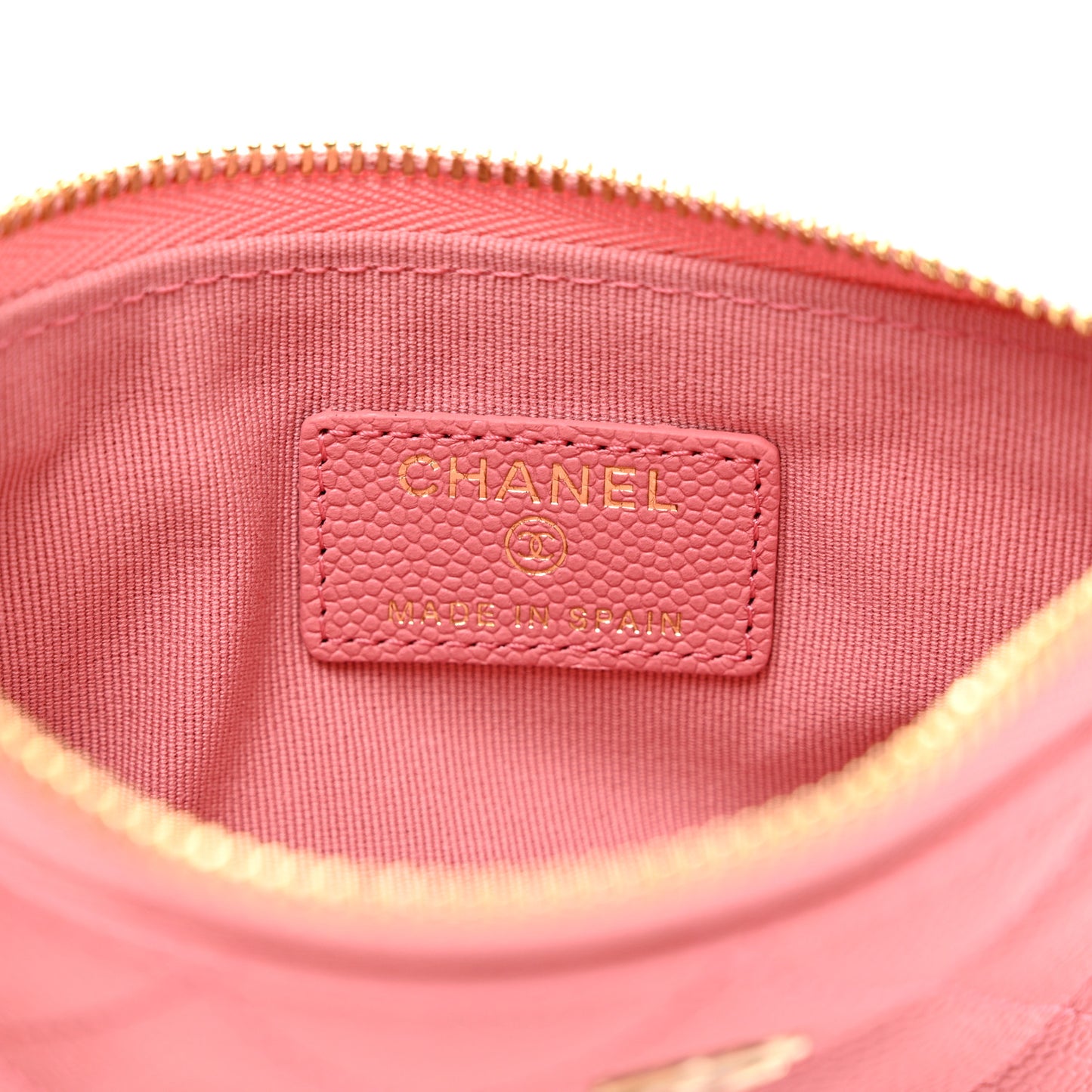 Caviar Quilted Small Cosmetic Case Dark Pink