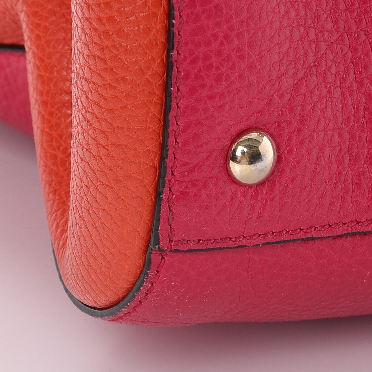 Calfskin Large Bamboo Shopper Tote Orange Fuchsia