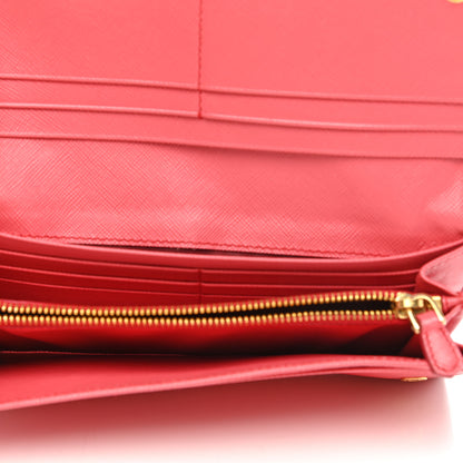 Prada Saffiano Metal Continental Flap Wallet Peonia 5 of 15
