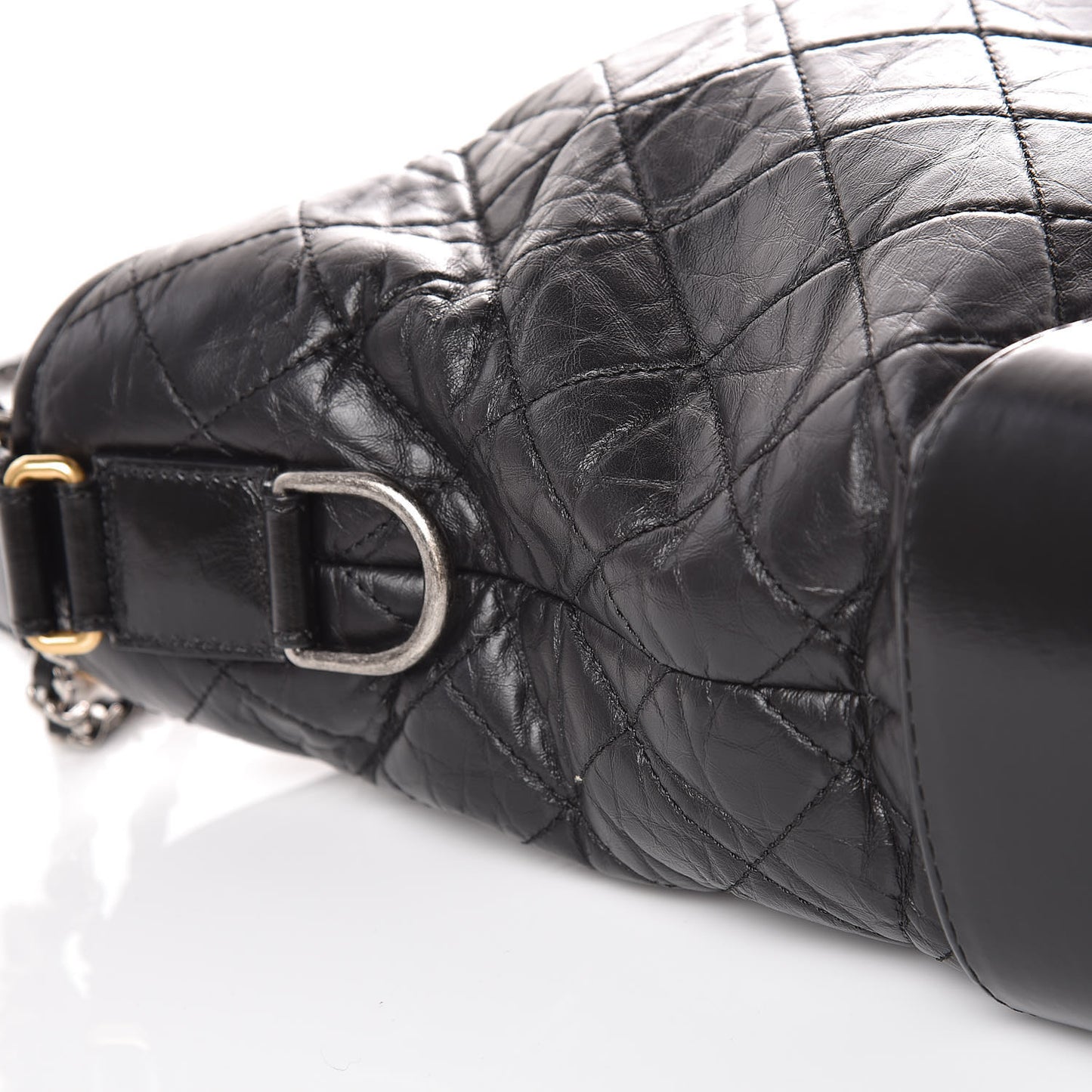Aged Calfskin Quilted Large Gabrielle Hobo Black