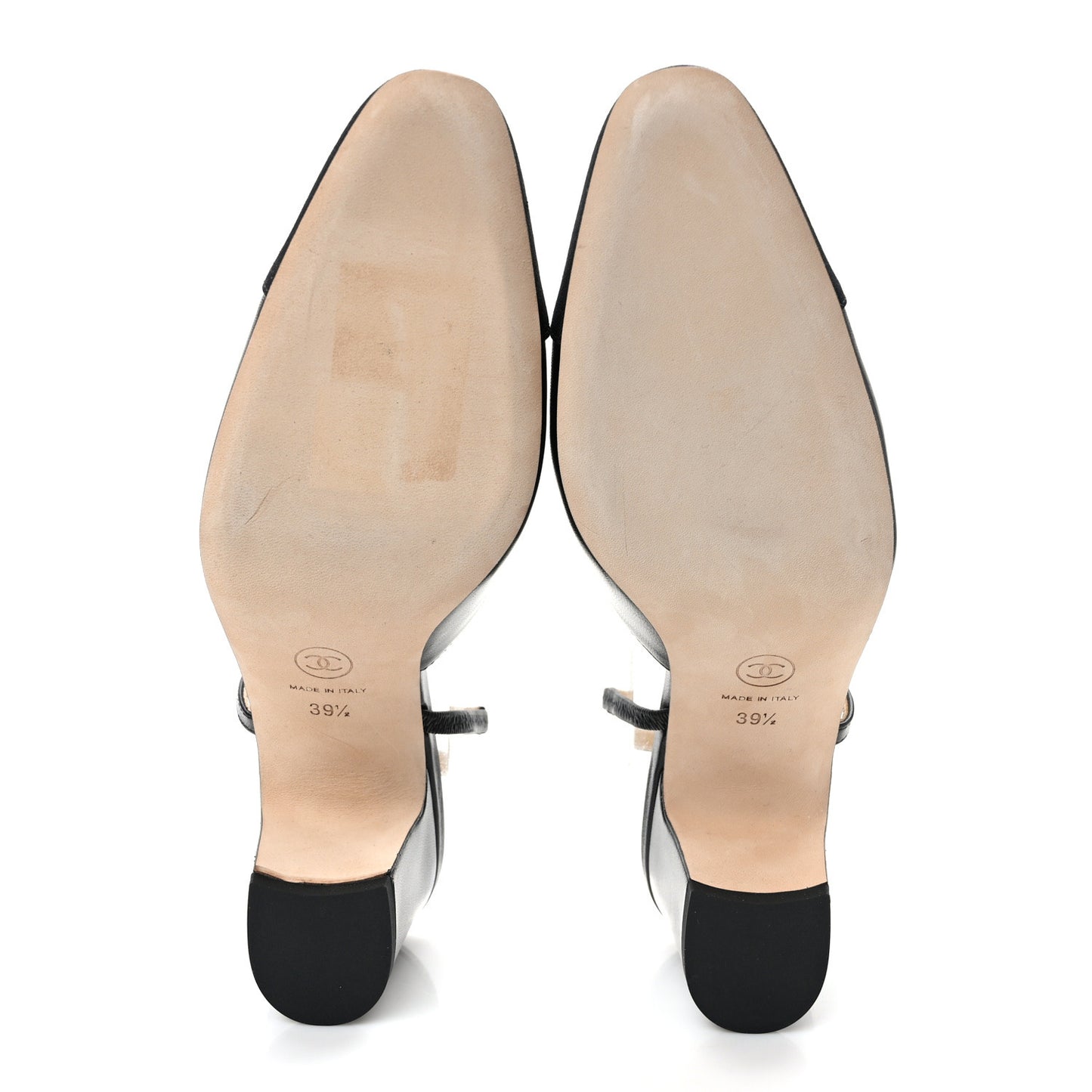 Lambskin Patent Cap Toe CC Slingback Pumps 39.5 Black
