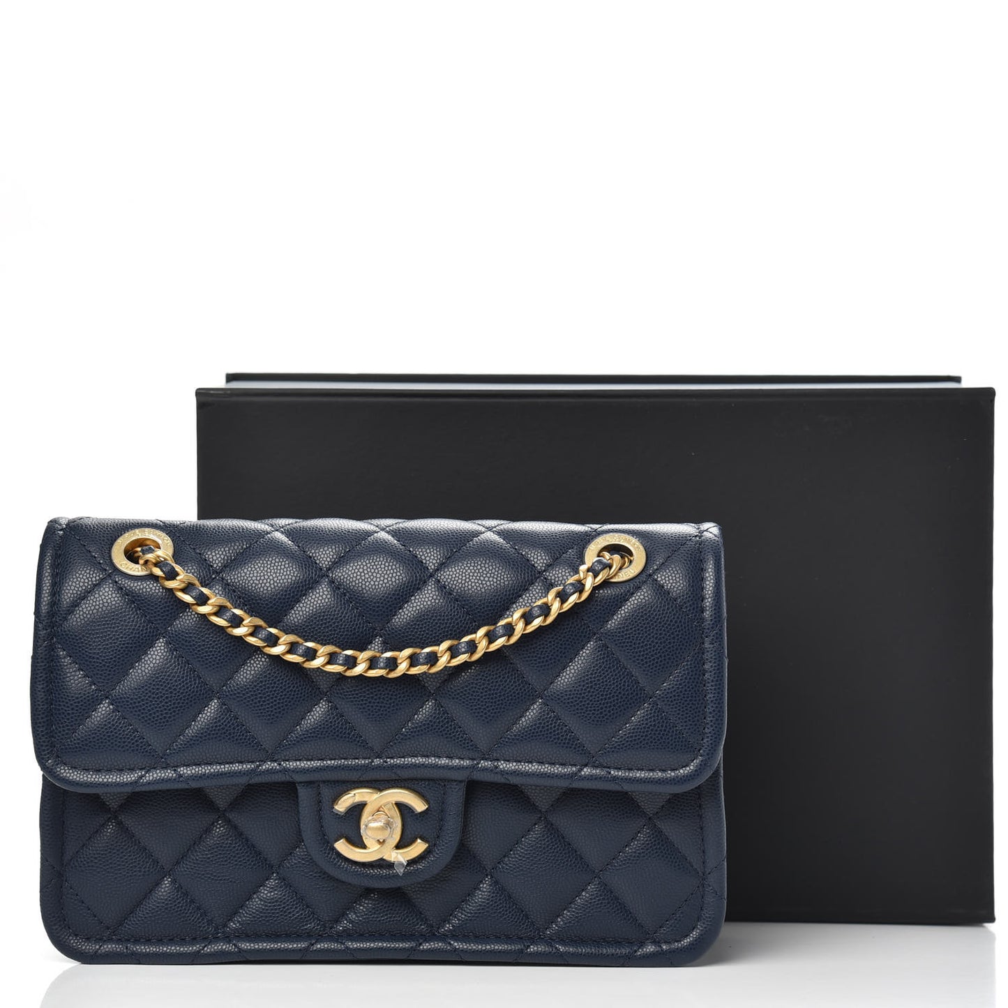 Caviar Quilted Medium Sweet Classic Flap Navy Blue