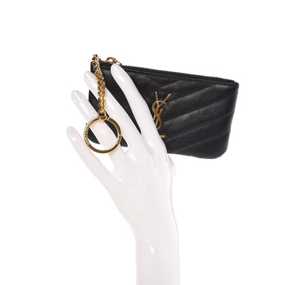 Saint Laurent Calfskin Matelasse Monogram Key Pouch Black 2 of 7
