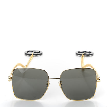Gucci Square Frame Oversized Sunglasses GG0724S Gold 2 of 8