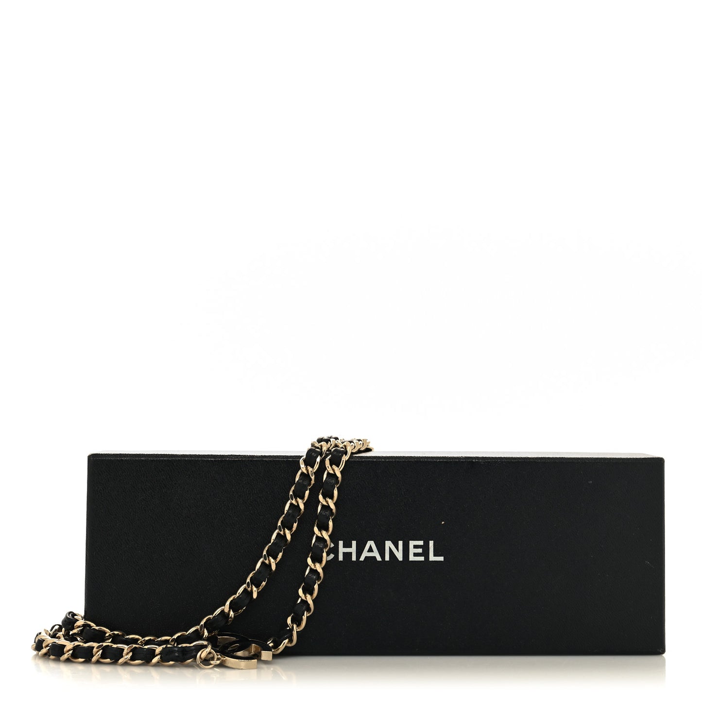 Lambskin Enamel CC Chain Belt Black Gold
