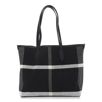Burberry Coated Canvas Mega Check Medium Doodle Tote Black White 3 of 16
