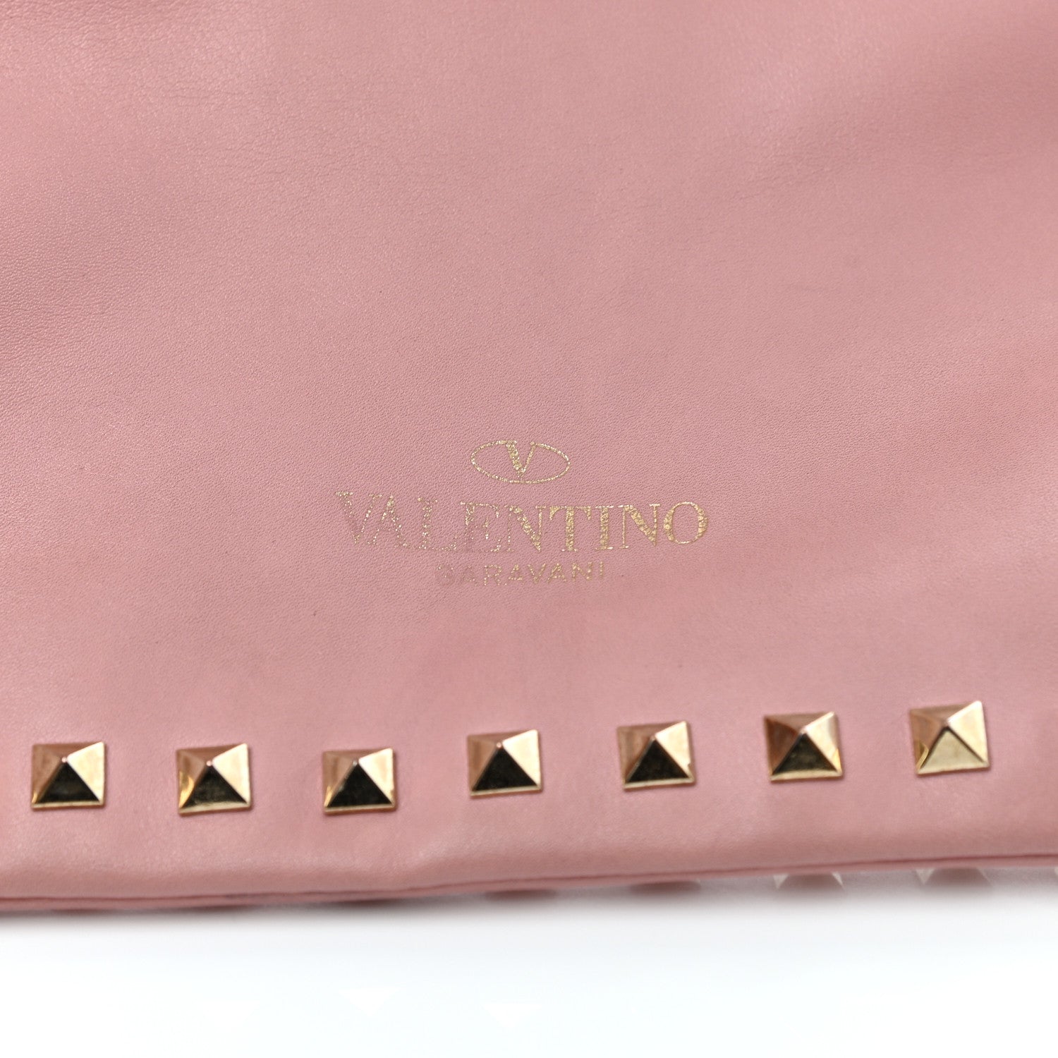 Valentino Garavani Vitello Large Rockstud Zip Wristlet Pouch Pop Gardenia 8 of 15