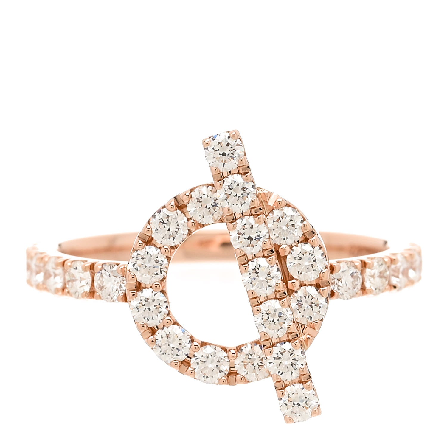 Hermes 18K Rose Gold Diamond Finesse Ring 52 6 1 of 6