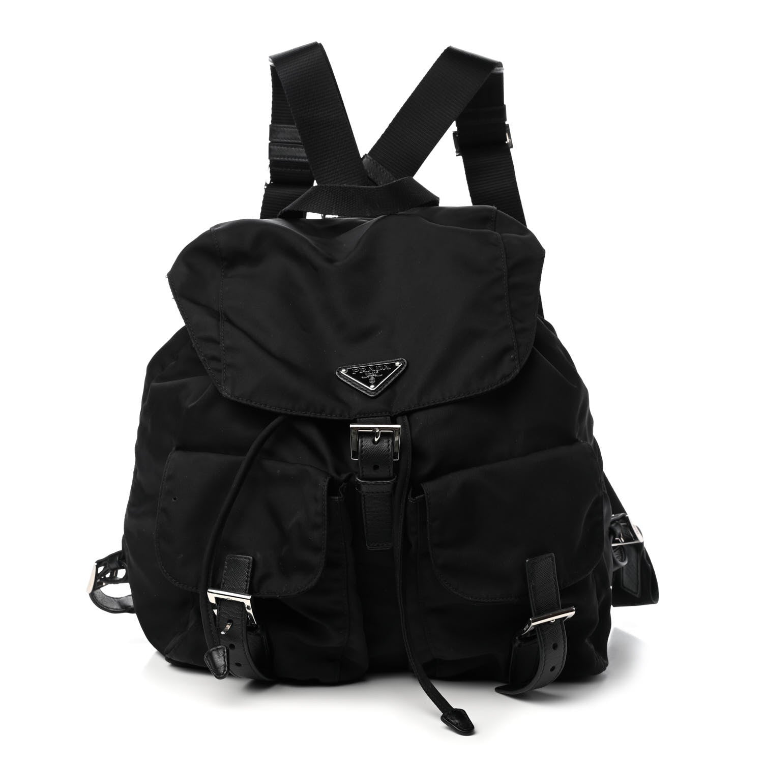 Prada Tessuto Nylon Saffiano Medium Backpack Black 1 of 8