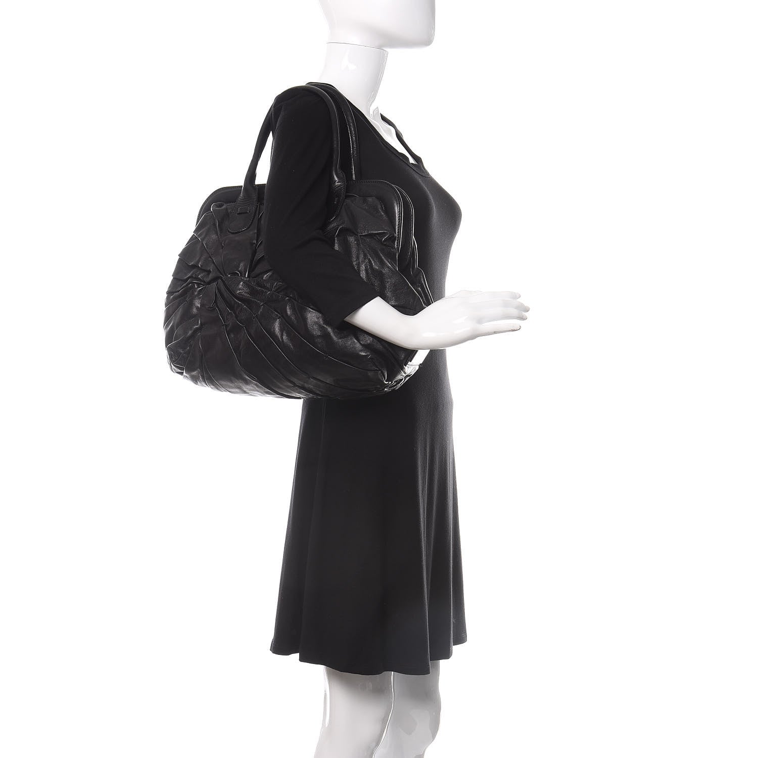 Valentino Garavani Lambskin Pleated Frame Tote Black 2 of 10