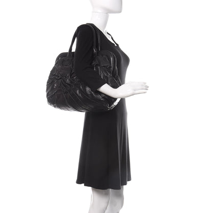 Valentino Garavani Lambskin Pleated Frame Tote Black 2 of 10