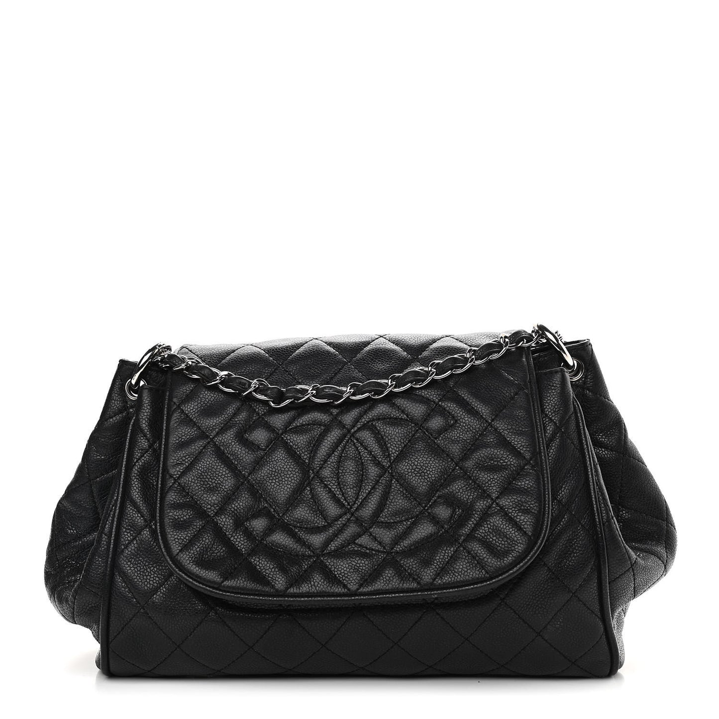 Caviar Quilted Timeless Accordion Flap Black