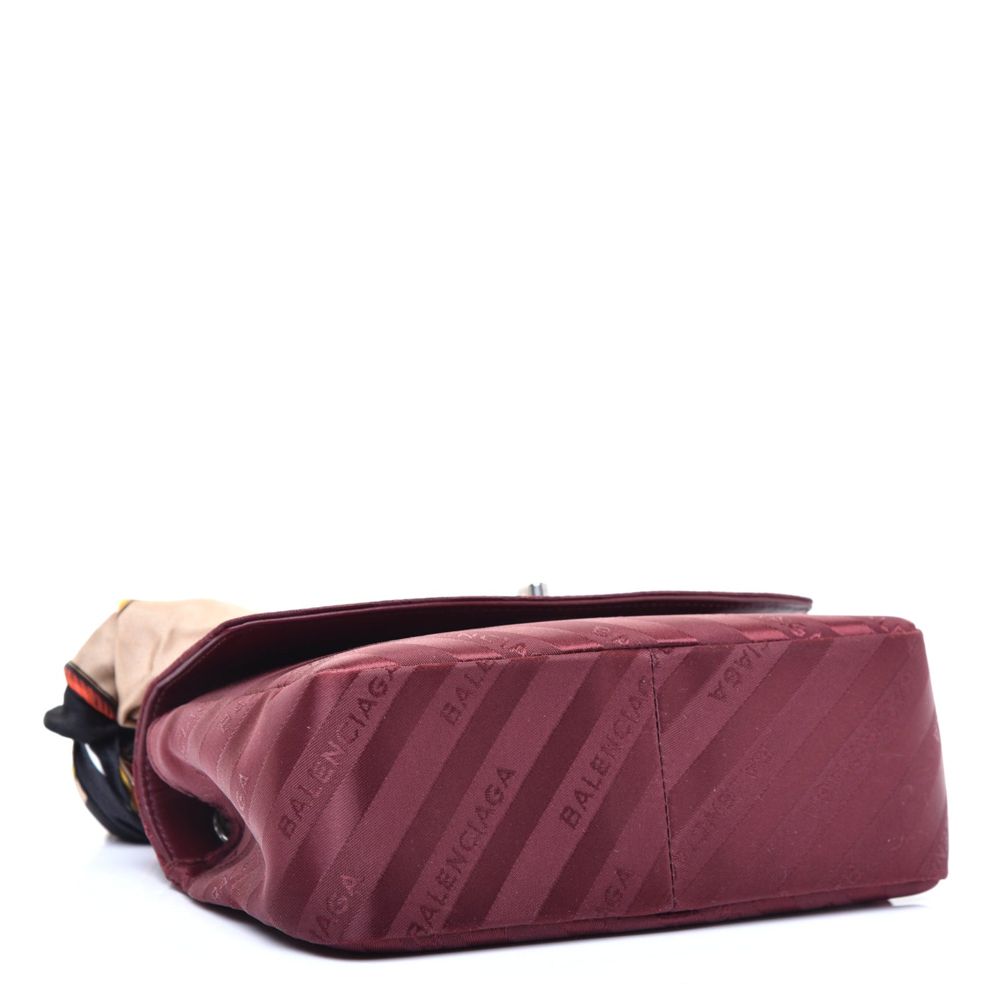 Nylon Jacquard Diagonal Logo Small Scarf Lock Chain Shoulder Bag Rouge Bordeaux Black Beige
