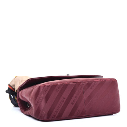 Balenciaga Nylon Jacquard Diagonal Logo Small Scarf Lock Chain Shoulder Bag Rouge Bordeaux Black Beige 4 of 8