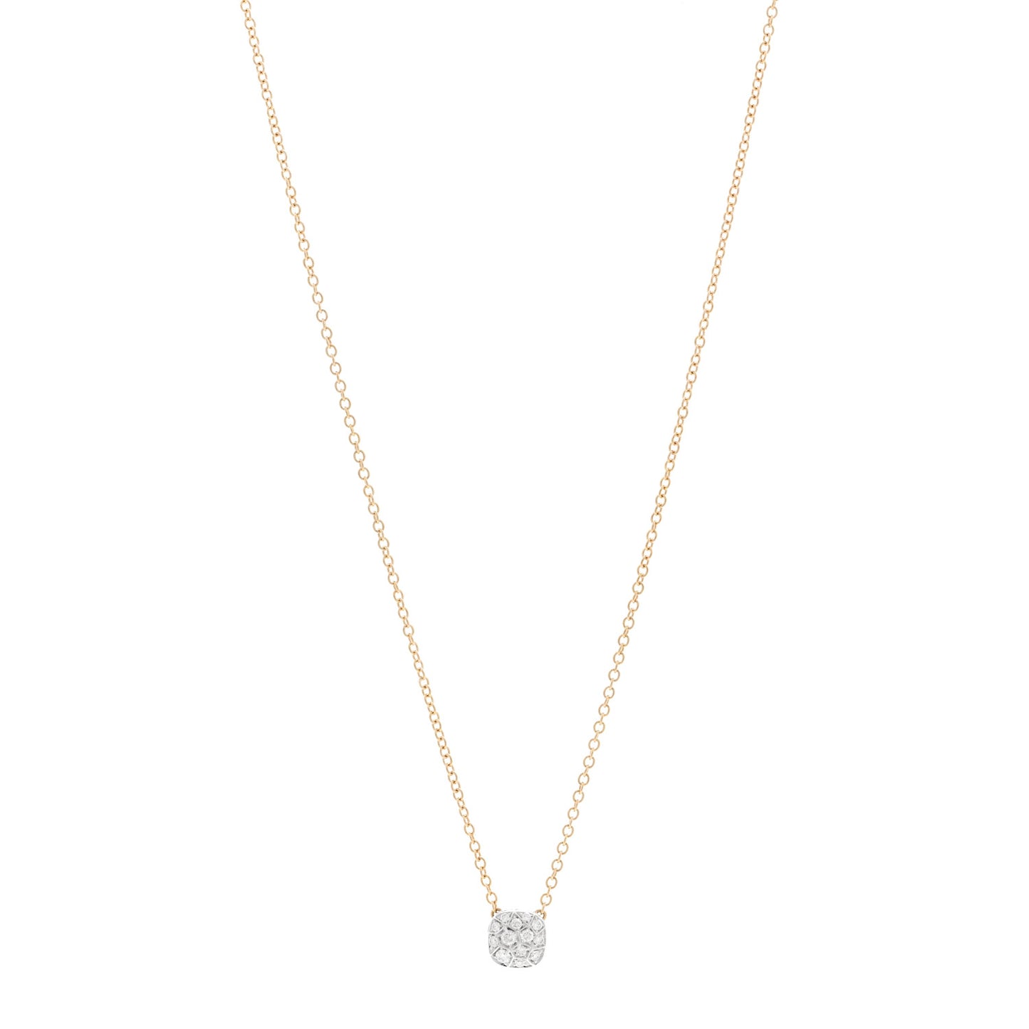 18K Rose White Gold Diamond Nudo Pendant Necklace