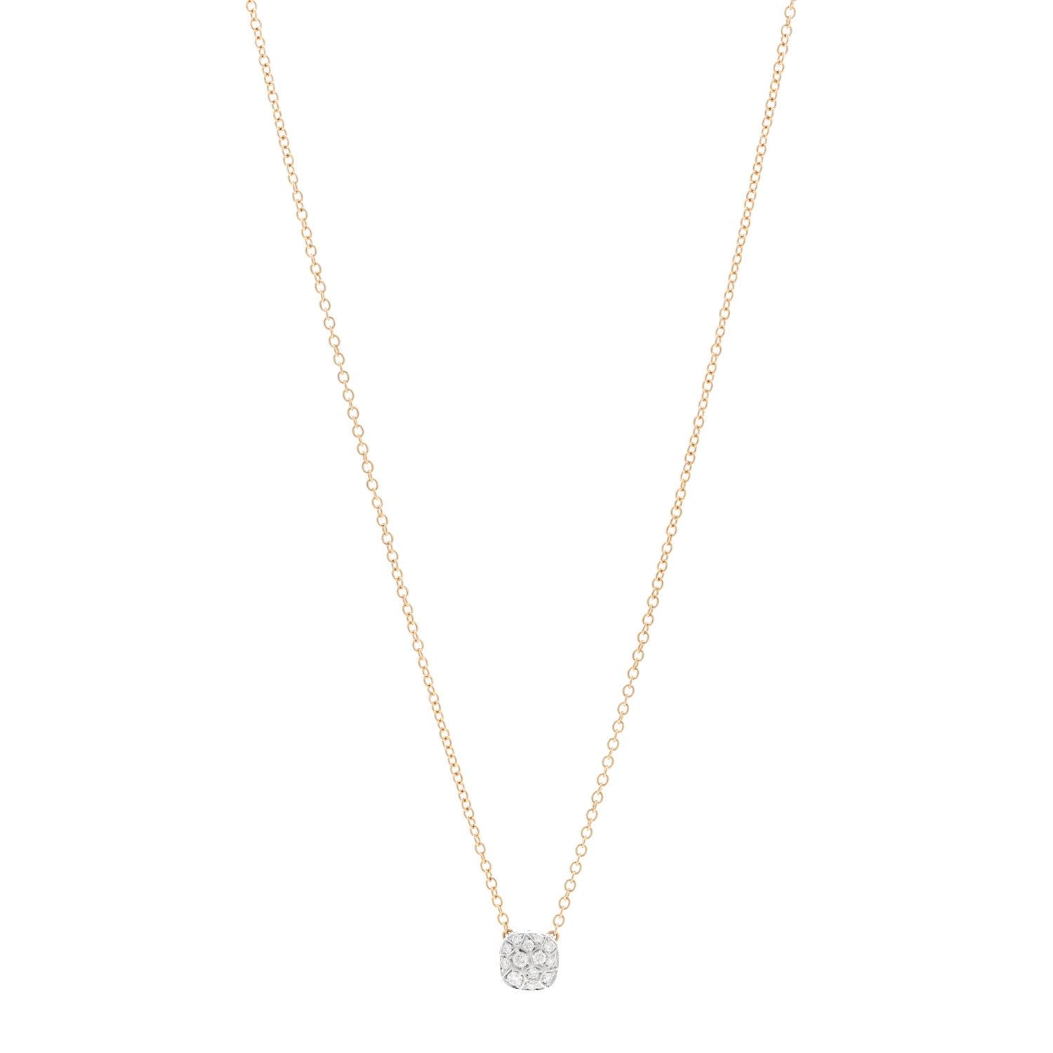 Pomellato 18K Rose White Gold Diamond Nudo Pendant Necklace 1 of 6