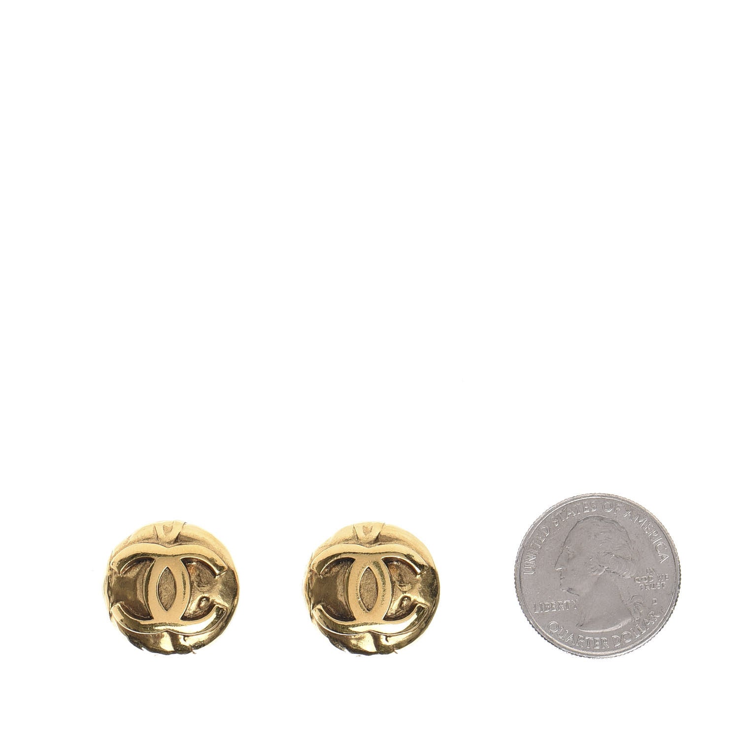Chanel CC Button Clip On Earrings Gold 2 of 4