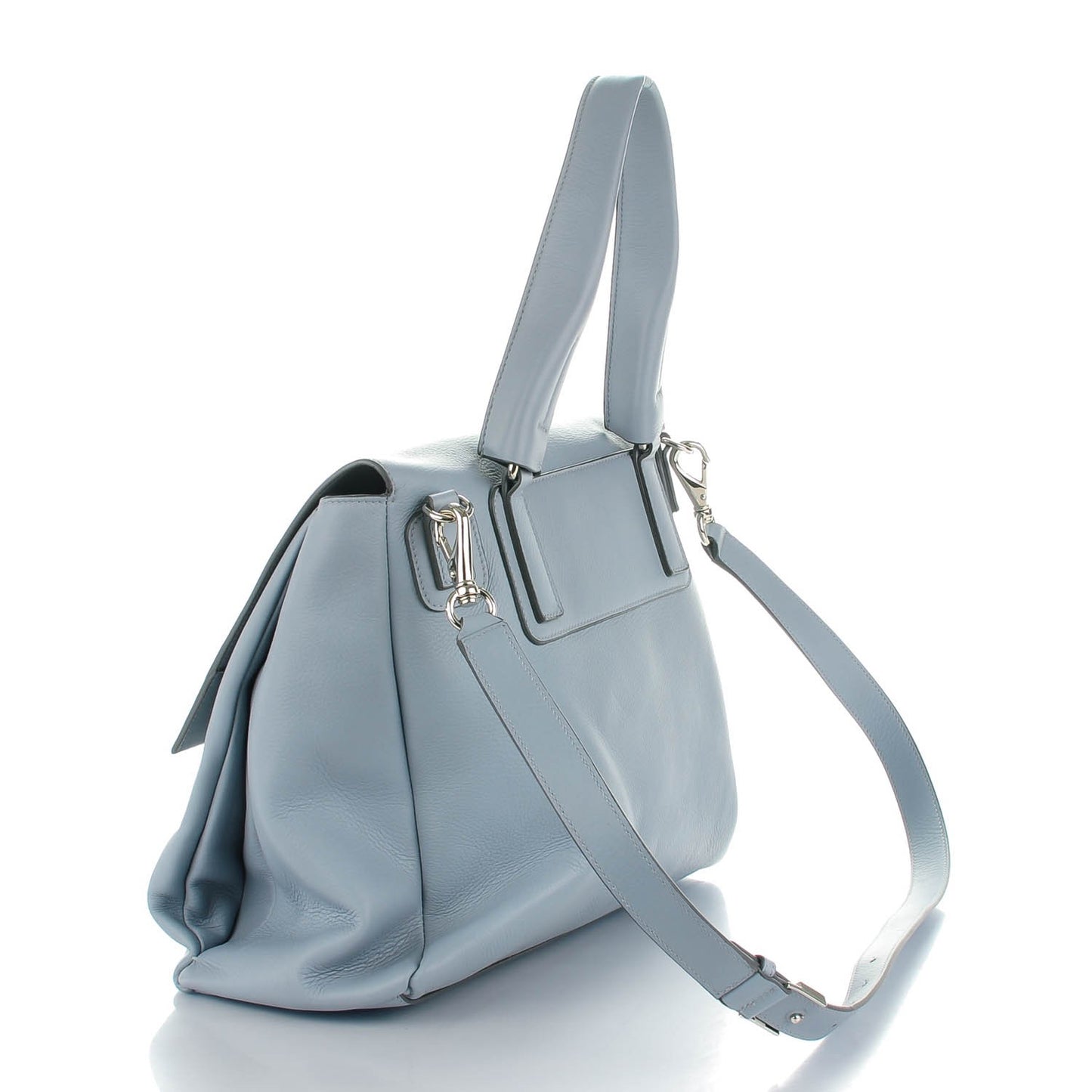Grained Calfskin Medium Pandora Pure Flap Light Grey