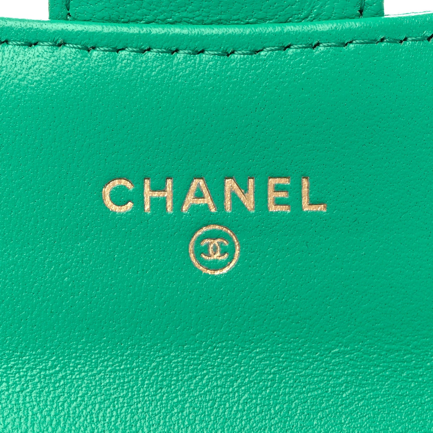 Lambskin Quilted Flap Card Holder Wallet Green
