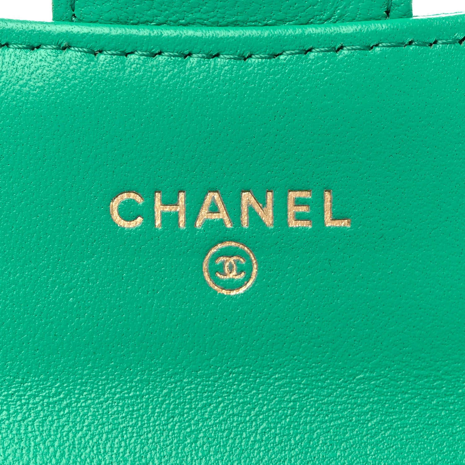 Chanel Lambskin Quilted Flap Card Holder Wallet Green 6 of 10
