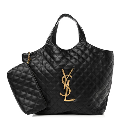 Saint Laurent Lambskin Quilted Maxi Icare Shopping Tote Black 1 of 12