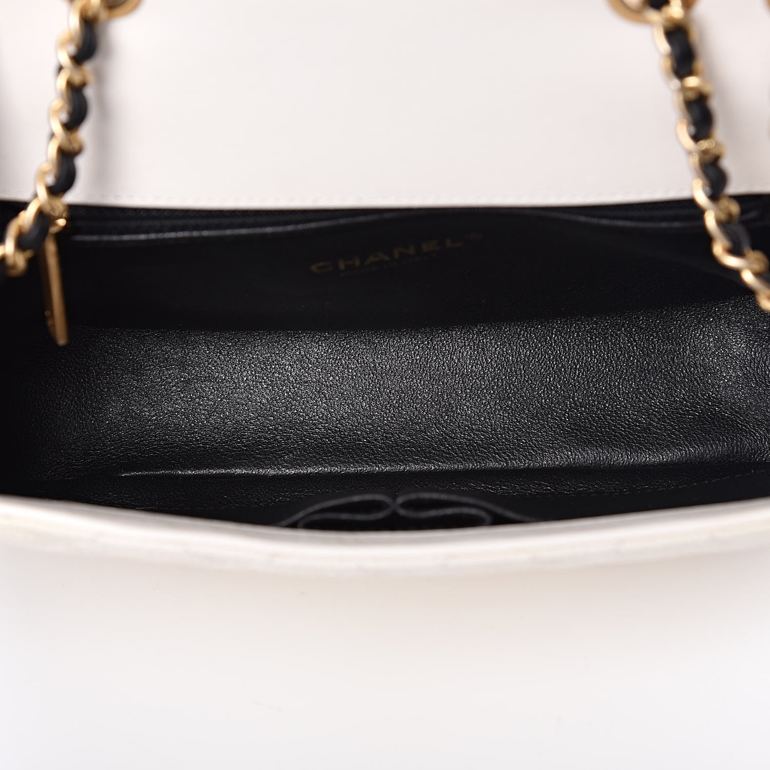 Chanel Caviar Quilted Small CC Filigree Flap White Black 5 of 11