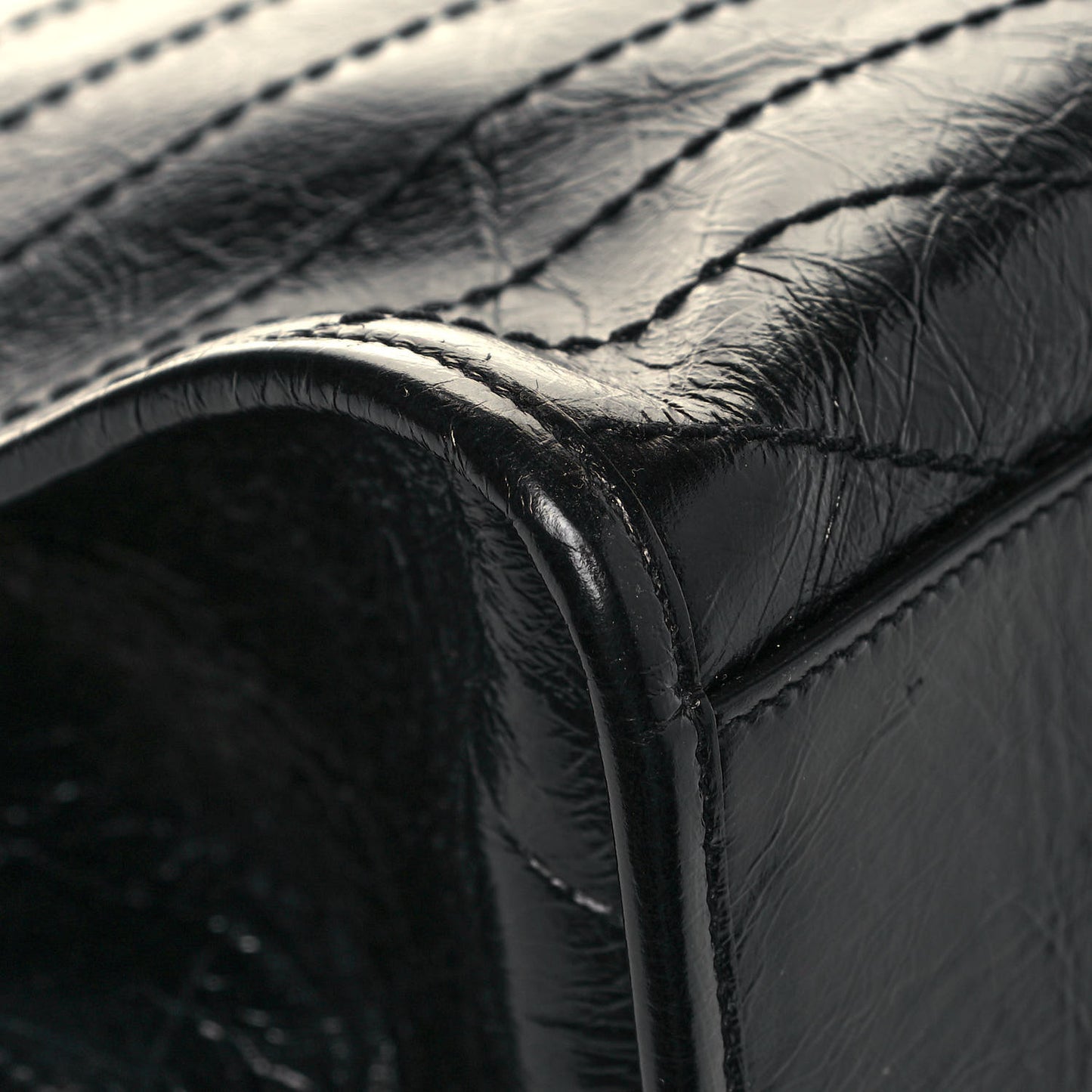 Crinkled Calfskin Matelasse Monogram Medium Niki Shopper Tote Black