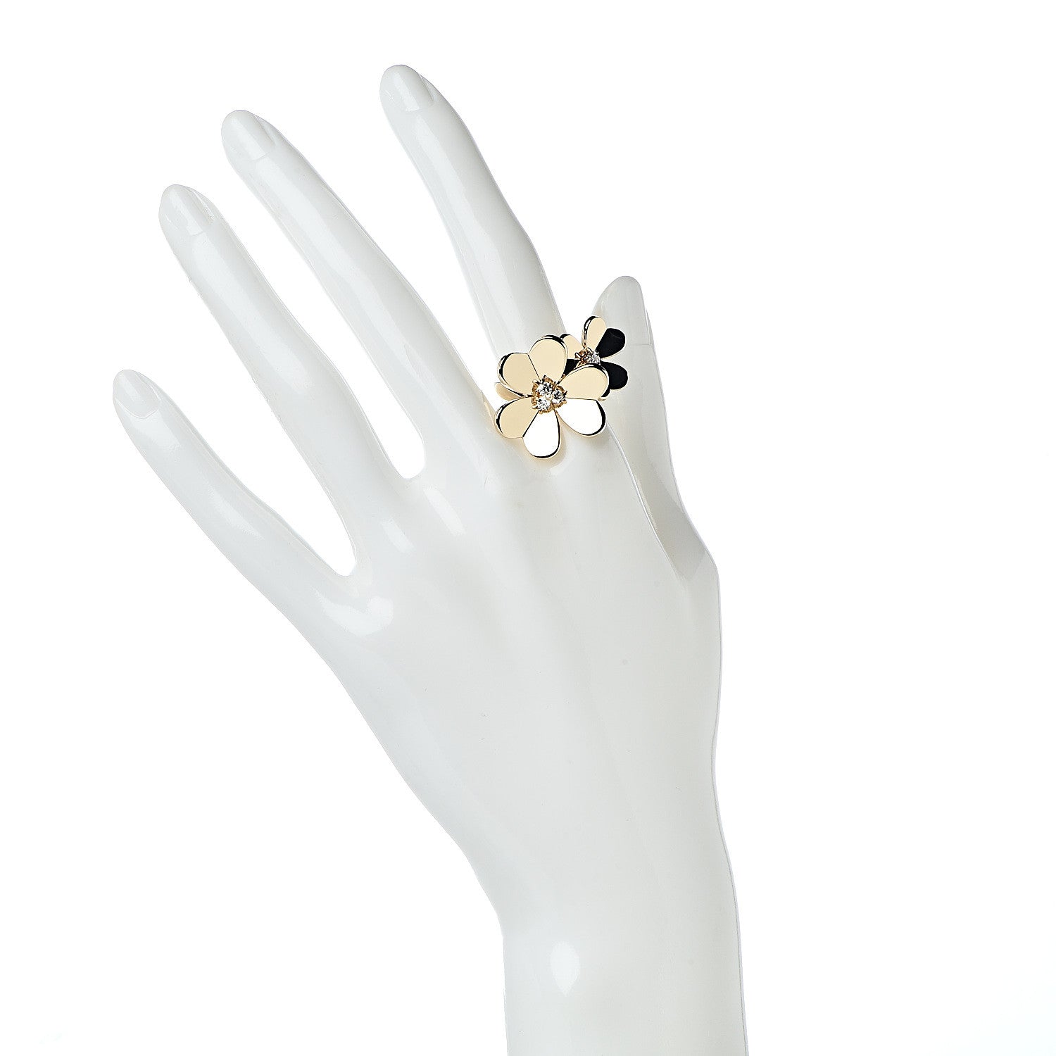 Van Cleef & Arpels 18K Yellow Gold Diamond Frivole Between The Finger Ring 49 5 2 of 6