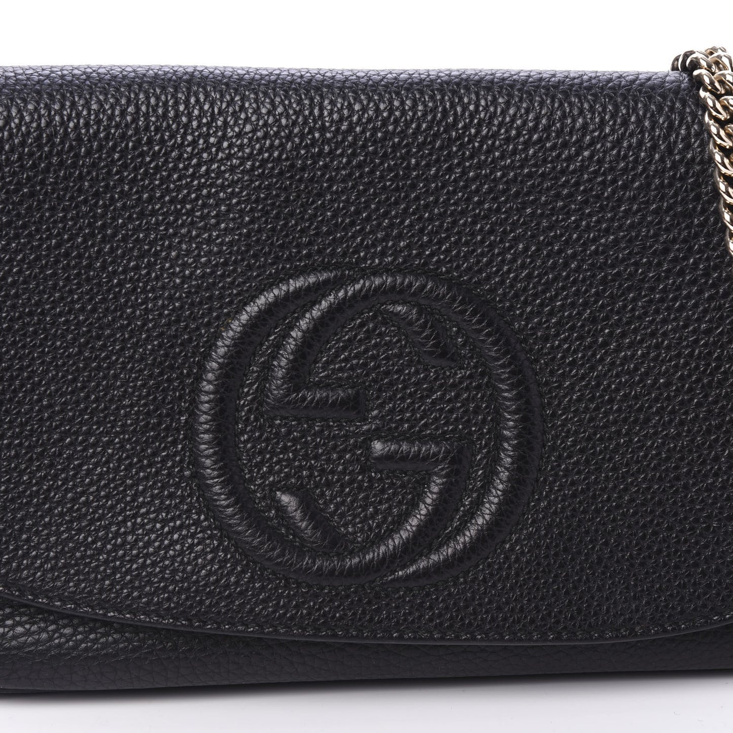 Pebbled Calfskin Medium Soho Flap Crossbody Black