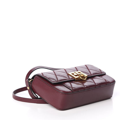 Givenchy Goatskin Quilted GV3 Mini Pocket Convertible Bag Aubergine 3 of 7