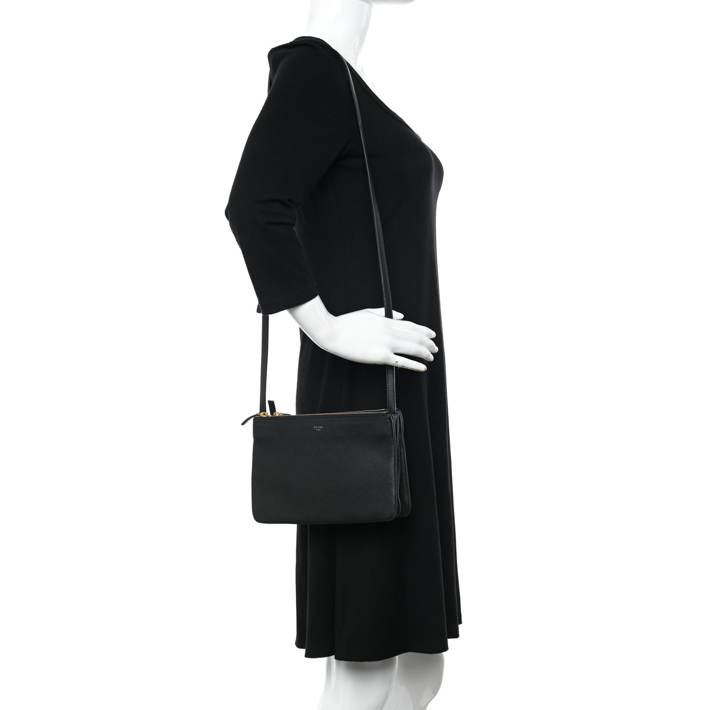 Goatskin Small Trio Crossbody Bag Black
