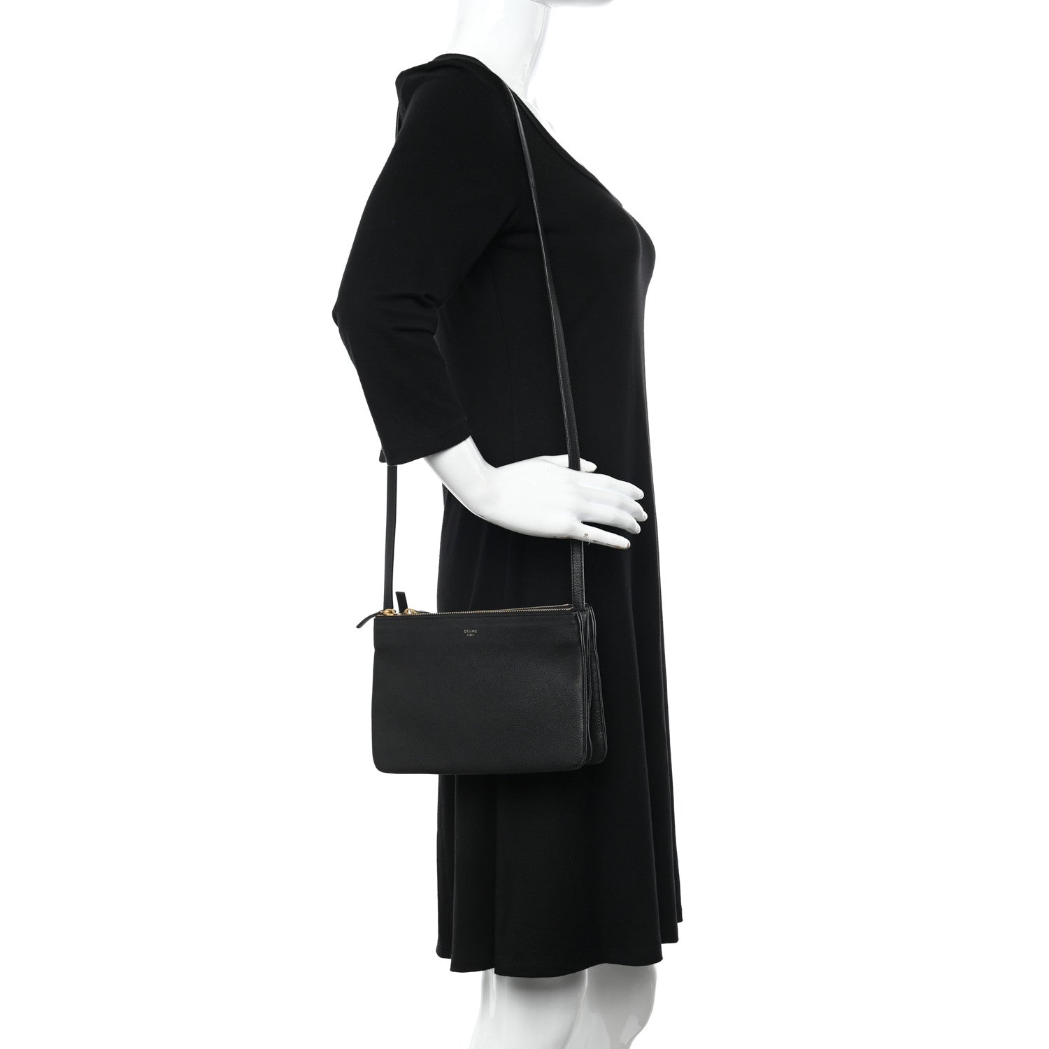 Celine Goatskin Small Trio Crossbody Bag Black 2 of 11