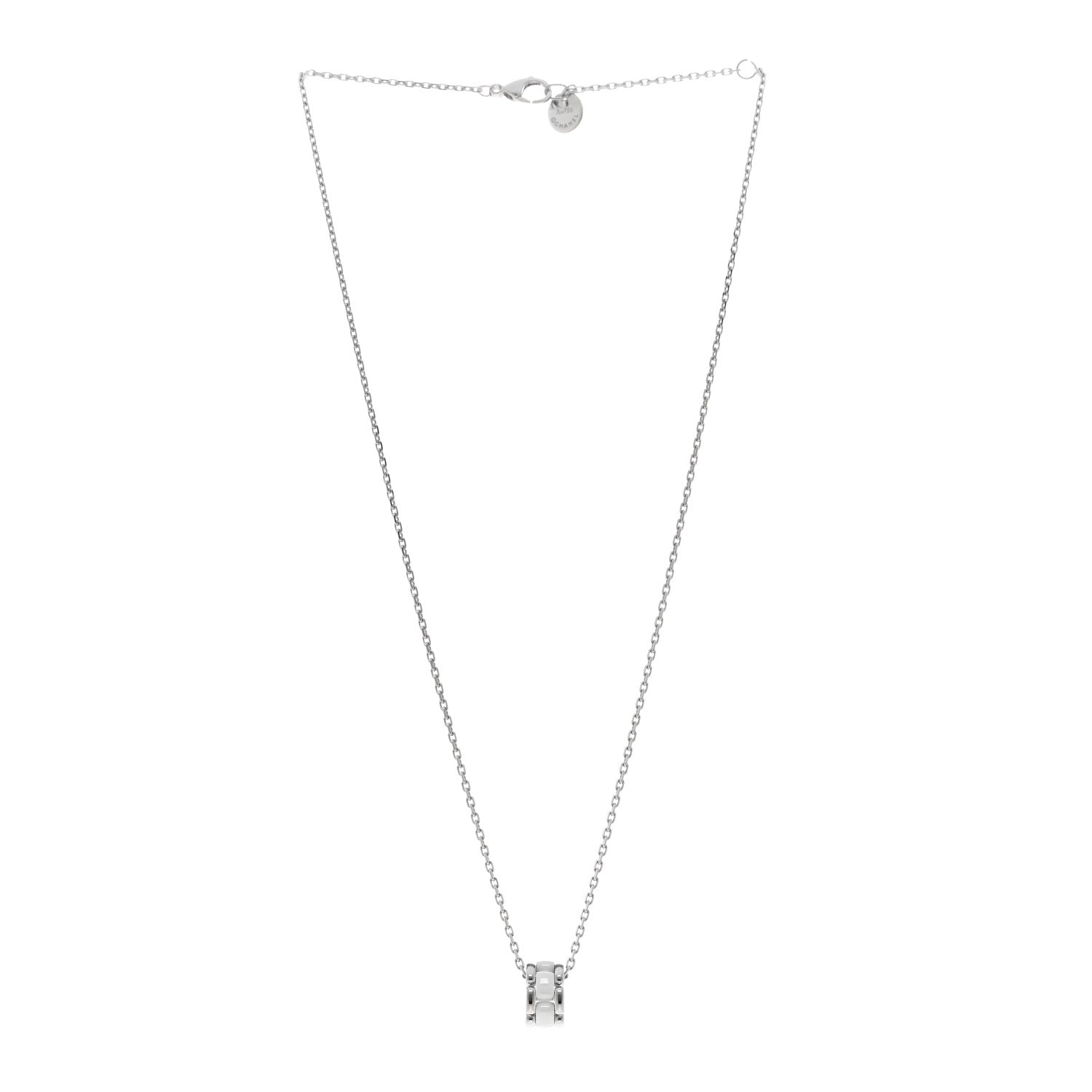 Chanel 18K White Gold Ceramic Ultra Pendant Necklace White 3 of 4