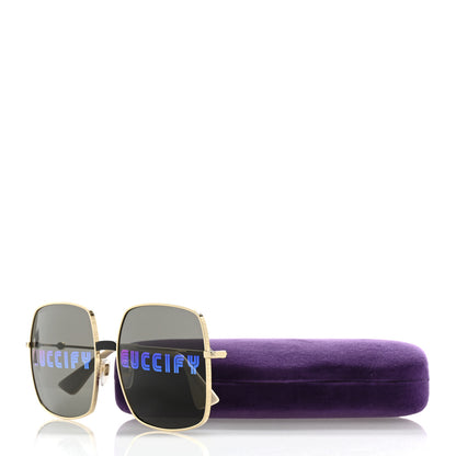 Gucci Metal Rectangular Guccify Frame Sunglasses GG0414S Gold 8 of 8
