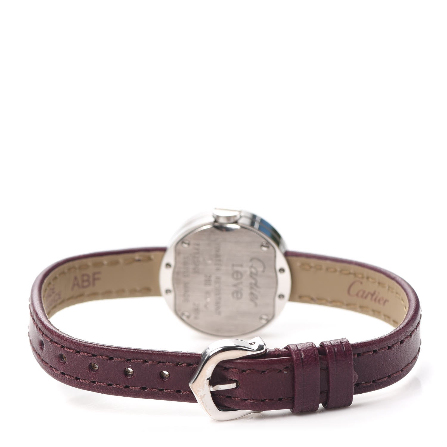 Cartier 18K White Gold Calfskin Diamond 23mm LOVE Quartz Watch Burgundy 3 of 5