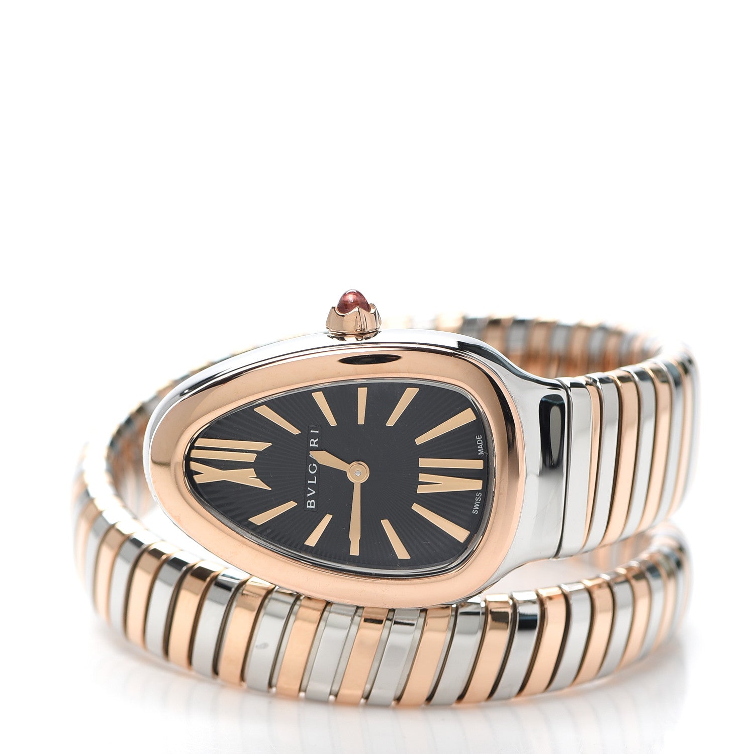 Bulgari Stainless Steel 18K Rose Gold 35mm Serpenti Tubogas Quartz Watch Black 2 of 5