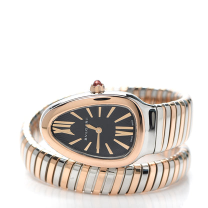 Bulgari Stainless Steel 18K Rose Gold 35mm Serpenti Tubogas Quartz Watch Black 2 of 5