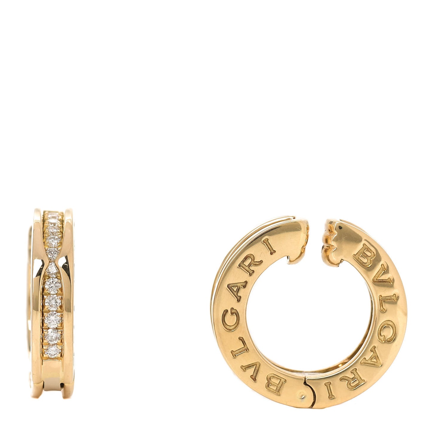 18K Yellow Gold Diamond Small B.Zero1 Hoop Earrings