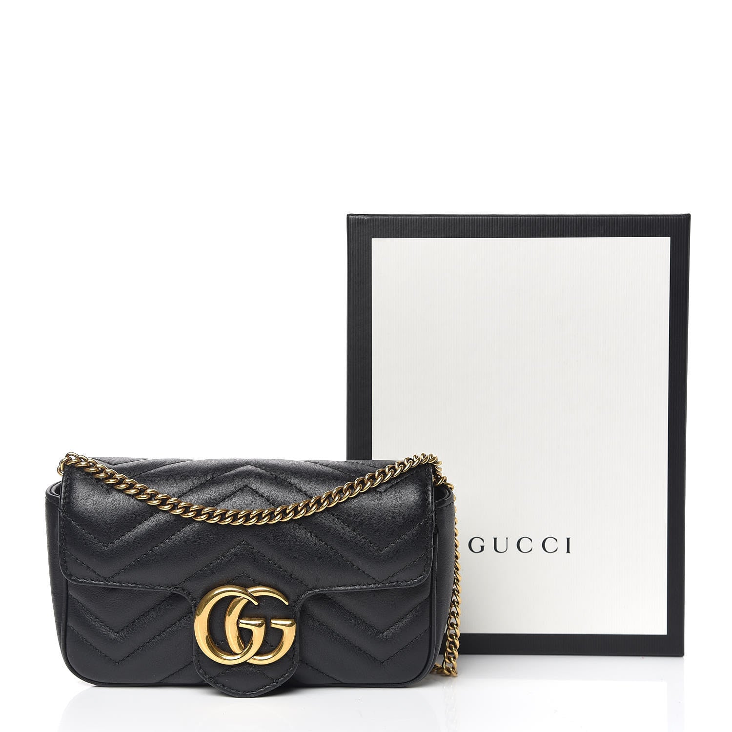 Gucci Calfskin Matelasse Super Mini GG Marmont Shoulder Bag Black 15 of 15