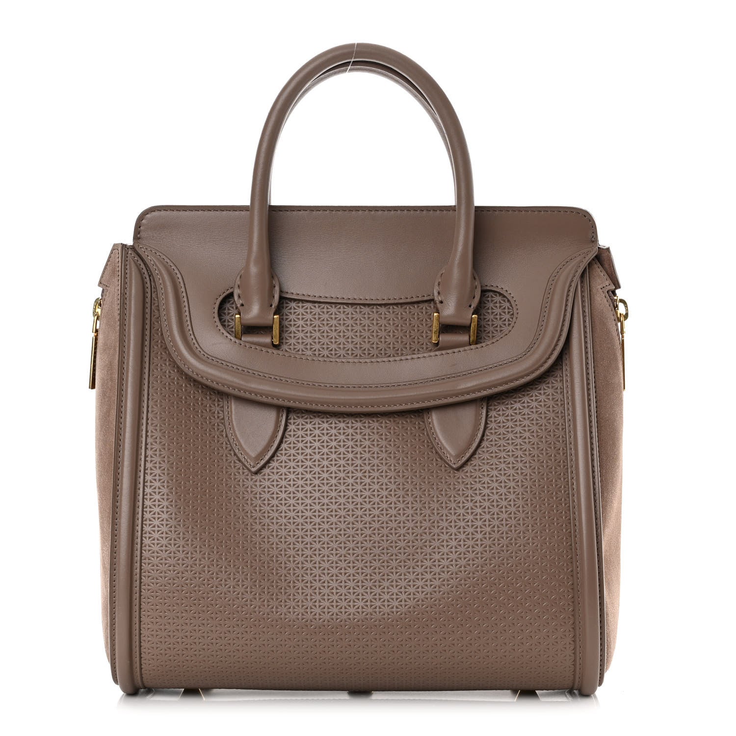 Alexander McQueen Calfskin Embossed Suede Large Heroine Tan 1 of 15